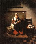 A Young Woman Sewing